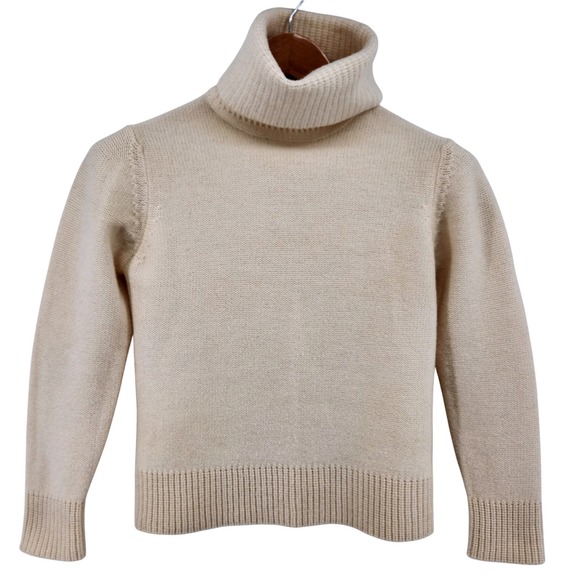Bogner Women's Small Beige Virgin Wool Turtleneck Sweater Hong Kong Vintage - Picture 1 of 10